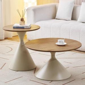 Nordic Style round Coffee Table Decorative Accessories Solid Wood Miniature Home Use Designer Carriage Tea Table Display Piece