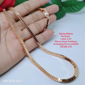 kalung Milano jumbo lapis emas titanium lapis rodhium