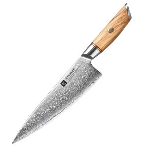 XINZUO B37-CS 73 Layers DamascusPowdered Steel Chefs Knife 8.5 / Vegetables knife / Fruits knife / Kitchenware / Kitchen utensils / Kitchen tools / High quality / Slicing knife / Meat knife / Wooden Handle / Olive wood / Razor sharp