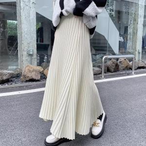 Fashionable Knitted A-Line Mini Skirt Womens High Waist Extra Long Pleated Skirts Slimming Skirts Autumn Winter New Arrival
