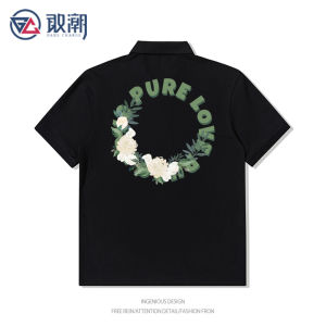 Loose Casual Mens Short Sleeve Polo Shirt Summer Trend Couples Top American Style Shirt Male Collar T-Shirt Eye-Catching Pattern