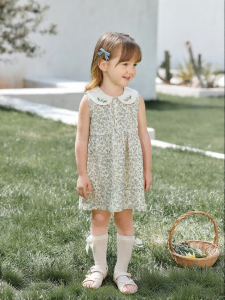 babylove | Summer Pure Cotton Floral French Collar Baby Girl Dress
