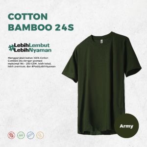 Manly ( ANTI BAKTERI ) Kaos Polos Katun Bambu 24s / Kaos Polos Cotton Bamboo