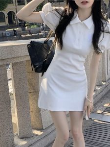 Váy Ngắn Cổ Polo Mùa Xuân Hè Mới Cho Nữ Sinh Váy Ngắn Ôm Sát Váy Ngắn Tay Ngắn Váy Ngắn Thanh Lịch Chất Liệu Khác