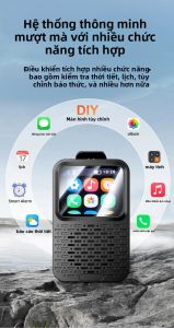 Loa Bluetooth Không Dây Di Động Mini BT V5.4 Với Âm Trầm Mạnh Mẽ Màn Hình Cảm Ứng Thông Minh Kẹp Từ Tính Đeo Được Thích Hợp Cho Ngoài Trời Và Công Trường.