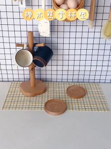 🍂 จานรองแก้ว ที่รองแก้ว สไตล์มินิมอล แผ่นไม้รองแก้ว ใส่อาหารได้