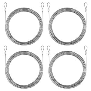 2M Wire Rope 4 Roll 304 Stainless Steel Cable with Crimp Sleeves Rustproof Cable for Garden Trellis Clothesline Railing Trellis