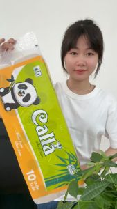 Combo 5 bịch Giấy vệ sinh Tre Calla 3 lớp *10 cuộn/ bịch không tắc bồn cầu mềm mịn không bụi không hoá chất tẩy trắng