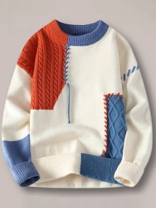 ROMON | Áo len dệt kim dày dặn ấm áp mùa đông cho nam Áo len dệt kim lót lông cừu phong cách Hàn Quốc thời trang thương hiệu quần áo công sở