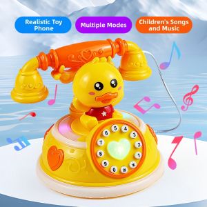 Vintage Duck-Shaped Telephone Toy Story Machine for Children with Lights and Music