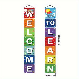 Welcome Ready to Learn Back to School Banner Colorful Vertical Door Couplet for Classroom & Front Porch First Day of School Dec