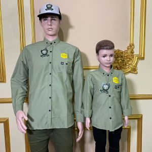 Kemeja polos warna sage green / kemeja polos lengan panjang anak ayah