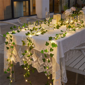2/5/10M Battery Powered Flower Green Leaf String Lights Artificial Vine Fairy Lights Tree Garland Light for Wedding Home Decor