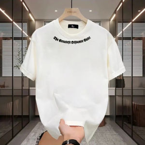 Luxurious Casual Mens Short Sleeve T-Shirt Loose Fit Breathable Cotton Spring Summer Fashion Brand Salt Series Top for Heavy Men