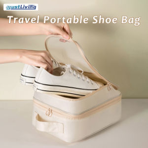 Justliving Túi đựng giày chống thấm nước dụng cụ sắp xếp giày khoá kéo hai lớp có thể gập lại Vali Du Lịch Túi lưu trữ giày đi du lịch cầm tay đồ để giày đựng giày sử dụng thường nhật cho 3 đôi giày