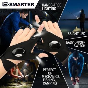 LED Half Finger Glove for Men Women Outdoor Waterproof Night Fishing Bait Cycling Running Flashlight Durable Fingerless Gloves