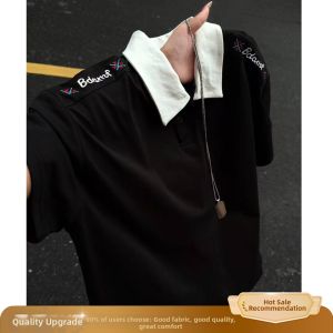 ZHUOCAN | Clean Fit Design Sense White Polo T-shirt