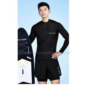 Đồ bơi Nam đi biển 2 mảnh quần đùi 2 lớp áo tay dài dáng thể thao năng động MR SWIM MS-010