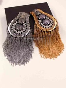 Mens and Womens Exaggerated Rivet Extra Long Tassel Epaulet Ornament