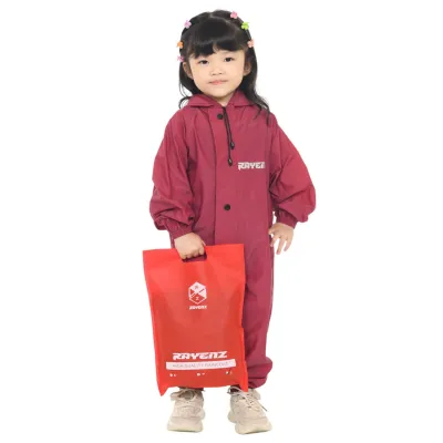 Jas Hujan Anak Jumpsuit untuk Laki laki dan Perempuan Bahan PVC Tebal Anti Rembes
