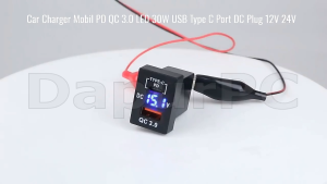 Charger Mobil PD QC 3.0 LED 30 Watt Dual USB Type-C Port Charging Power Adapter Outlet