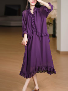 XIAOER | Casual Elegant Multiple Pleats Lined Dress