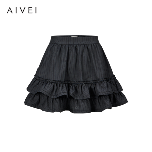 AIVEI | Spring New Campus Style Layered Hem Stripe Skirt