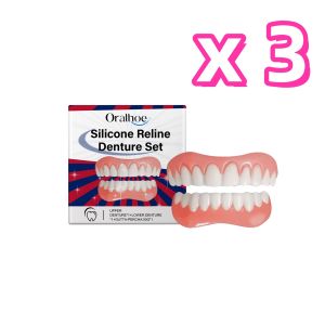 oralhoe | Denture Full Set Fake Teeth Natural Over Gums Full Mouth Soft Easy Use Sample Models Adult Portable Denture Adhesive False Teeth