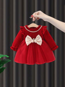 Princess Style Fleece Lined Dress for Girls Birthday Party One Year Old Baby Gift Elegant Autumn Winter Childrens Clothing