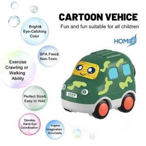 HOMIE Early Educational Cartoon Vehicle/Cute Car Toddler Kids Toy/Mini Police Fire Cars with Roadmap