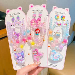 Kids New Arrival Sanrio Necklace Ornament Suit Girls Luminous Jewelry Girl Princess Cartoon Beaded Bracelet