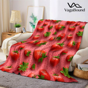 Strawberry Flannel Blanket Warm Soft Halloween Christmas Decorative Couch Warm Cozy All-Season Gift