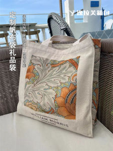 Large Capacity Canvas Bag Single Shoulder Handbag Art Museum Show 2024 New Style Student Canvas Bag Floral Print Casual Leisure