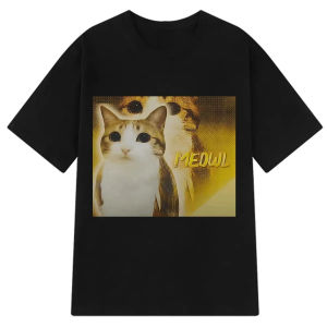 Sanrio | Summer Short-sleeved Meowl Cat Funny Cat Meme Graphic T-shirt Men Women Fashion T-shirt Cotton Casual Loose Vintage T-shirts