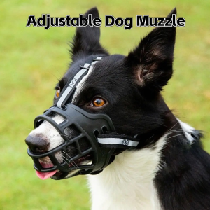 Dog Muzzle with Reflective Strip Adjustable Pet Anti-Biting Mouth Cover Pet Dog Training Supplies