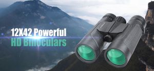 HUTACT HD Binoculars 12X42 Waterproof and Durable Binoculars with BAK4 Prism Lightweight for Bird Watching Hunting Outdoor Activities