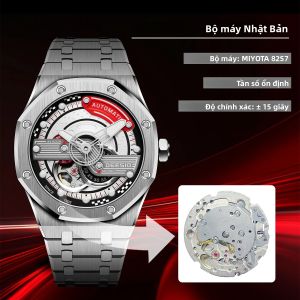 Deesio Nam Đồng Hồ Cơ Tự Động Miyota 82S7 Phong Trào Thép Không Gỉ Mặt Kính Sapphire Dạ Quang Chống Thấm Nước Quà Tặng Sang Trọng