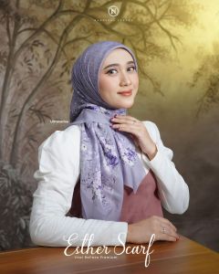Asther Scarf Nadheera Luxury Kerudung jilbab motif bunga terbaru kekinian bahan voal