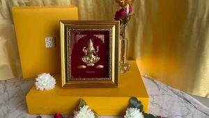 MAHALAKSHMI - 24K Gold Foil 3D Small frame ( 16cm x 18.5 cm)