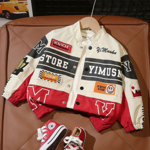 เสื้อแจ็คเก็ตมอเตอร์ไซค์ฤดูใบไม้ผลิและฤดูใบไม้ร่วงสำหรับเด็กชาย ทรงปกติ ปกสูง ปกป้องจากความร้อน ปกป้องจากลม ปกป้องจากฝน