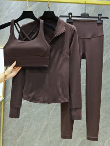 Womens Long Sleeve Fitness Running Suit Quick Dry Breathable Yoga Training Sports Set Nylon Material Running Gym Yoga Clothes