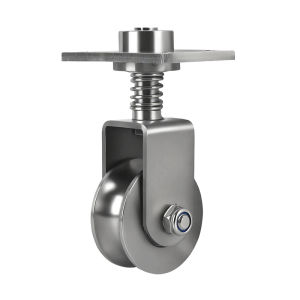 U Type Swivel Pulley Spring Heavy Duty 304 Stainless Steel Pulley Roller Super-Silent Detachable 360 Degree Traction Wheel For Sliding Door