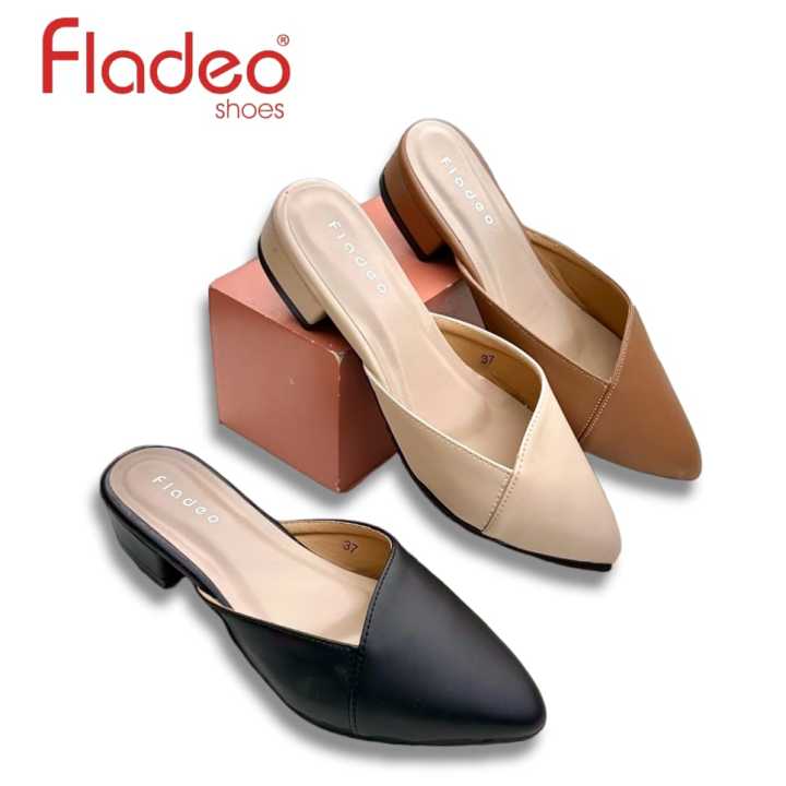 Sandal slop wanita terbaru sendal selop fladeo hak cm brand