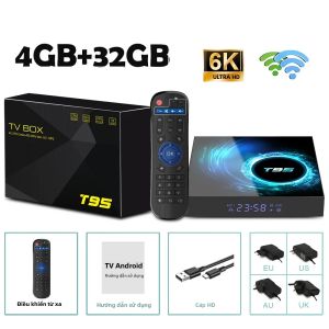 Hộp Truyền Hình Thông Minh Android 14 T95 6K Allwinnerh616 Media Player Wifi Kép Bluetooth 5.4 Điều Khiển Từ Xa Hỗ Trợ Google Voice Tương Thích HDMI 2.0