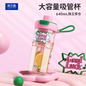 Hals Straw Cup New Model 2025 High Aesthetic Value Large Capacity Summer Tea Water Cup Student Cup Cute Style PP Material