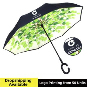 Reverse Manual Long Handle Car Umbrella