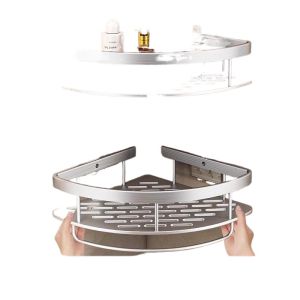 Bathroom Triangle Storage Rack Wall Mounted Toilet Washstand Space Saving Organizer Nordic Style Aluminum Alloy No Drilling