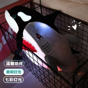 JOJO CASTLE Luminous Shark Killer Whale Plush Toys LED Light Orca Shark  Stuffed Animals Dolls Companion For Kids Gifts For Christmas Birthdays