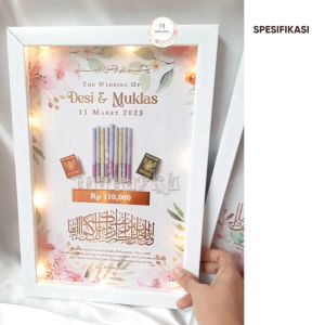 BINGKAI MAHAR NIKAH CUSTOM / FRAME MAHAR PERNIKAHAN 3D UANG MAINAN POP UP REPLIKA BUKU NIKAH UKURAN 32X22 CM ANTI PECAH [READY 1HARI]
