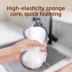 MONLEYTA | Double-Sided Silver Thread Dishwashing Sponge Kitchen Special Brush Pot Cleaning Tool Oil-Free Non-Stick Pot Scrubber